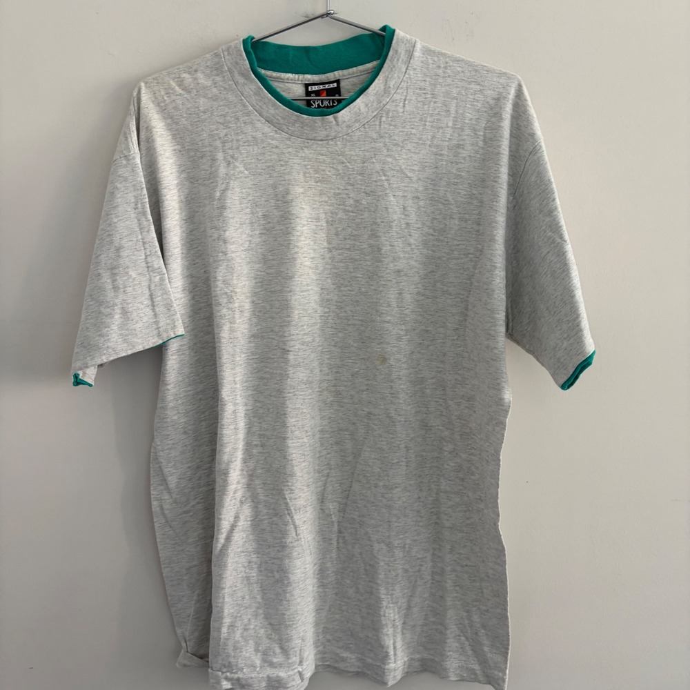 Signal Sports Vintage 90s Heather Gray Teal Ringer T-Shirt XL USA Made